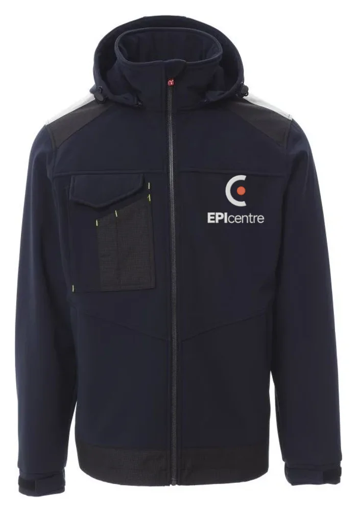 Softshell bleu marine, logo EPIcentre brodé au cœur